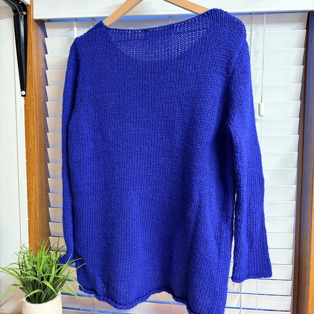 Women's ZARAKNIT Blue Crew Neck Sweater Medium Knit Pullover - Picture 4 of 5